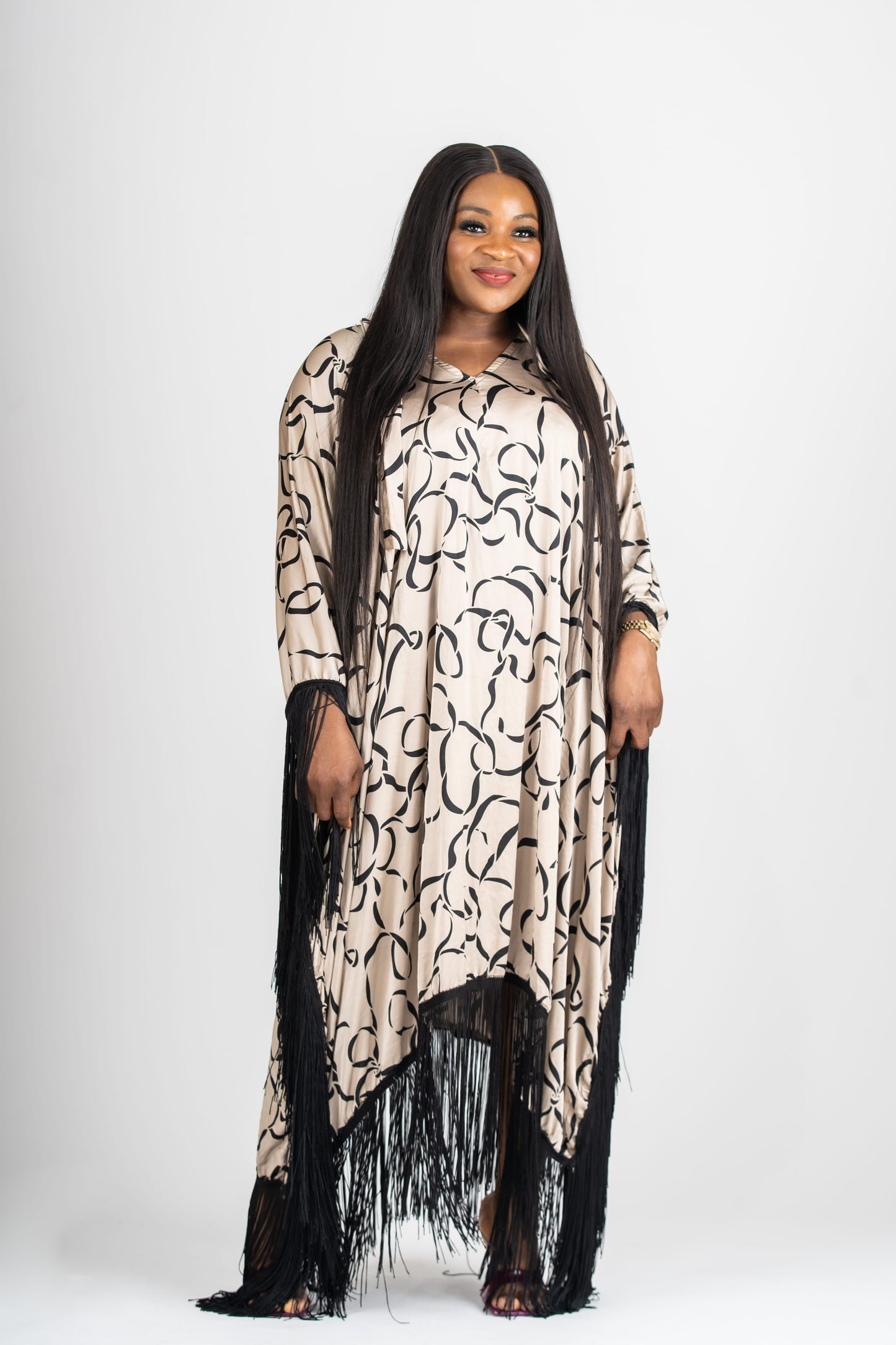 Luxe Fringe Dress - Nude